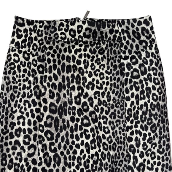 Michael Kors Leopard Print Skirt XS Black Grey Back Zipper Lined Stretch - Picture 2 of 5